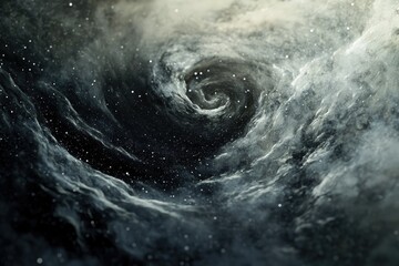 A swirling cosmic vortex, nebulae, and stardust create a breathtaking celestial scene.
