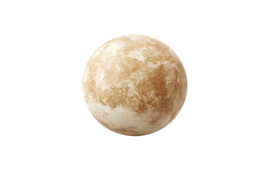 Round object with a brown and white surface, isolated