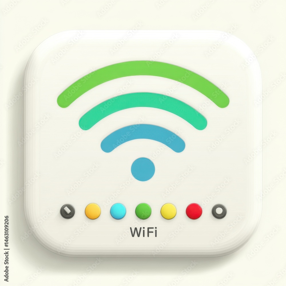 Aufkleber colorful wi-fi icon with signal bars and indicator lights on a white background