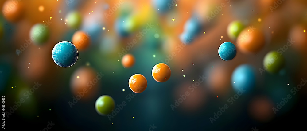Poster abstract colorful floating spheres design