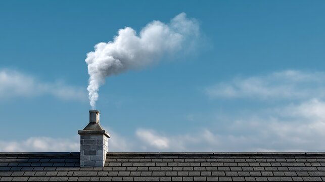Smoke rising from chimney against clear blue sky