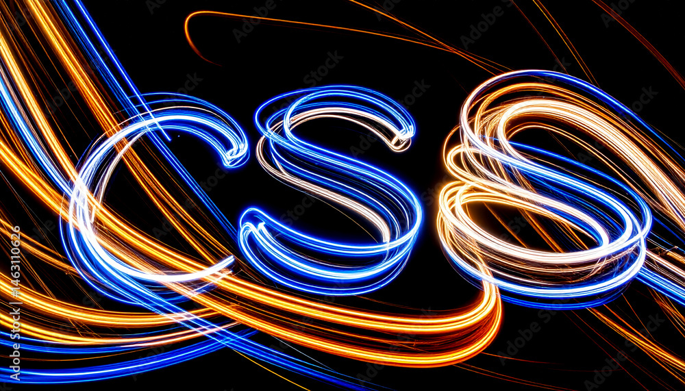 Poster dynamic blurred light waves forming css letters