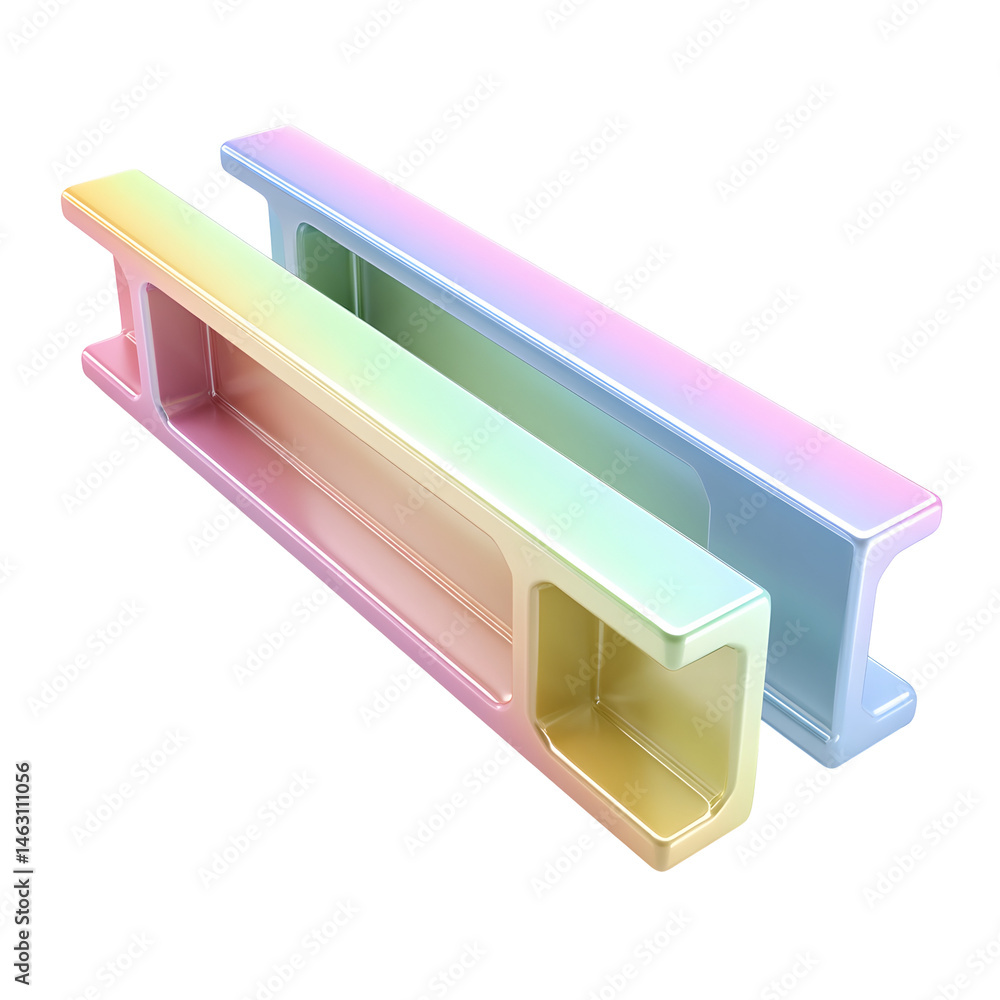 Poster abstract pastel colored geometric steel beam with a clean minimalist design and soft textured finish