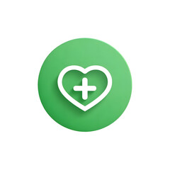 Obraz premium A minimalist green circular icon featuring a white heart shaped symbol with a medical cross inside representing healthcare medical services and wellness