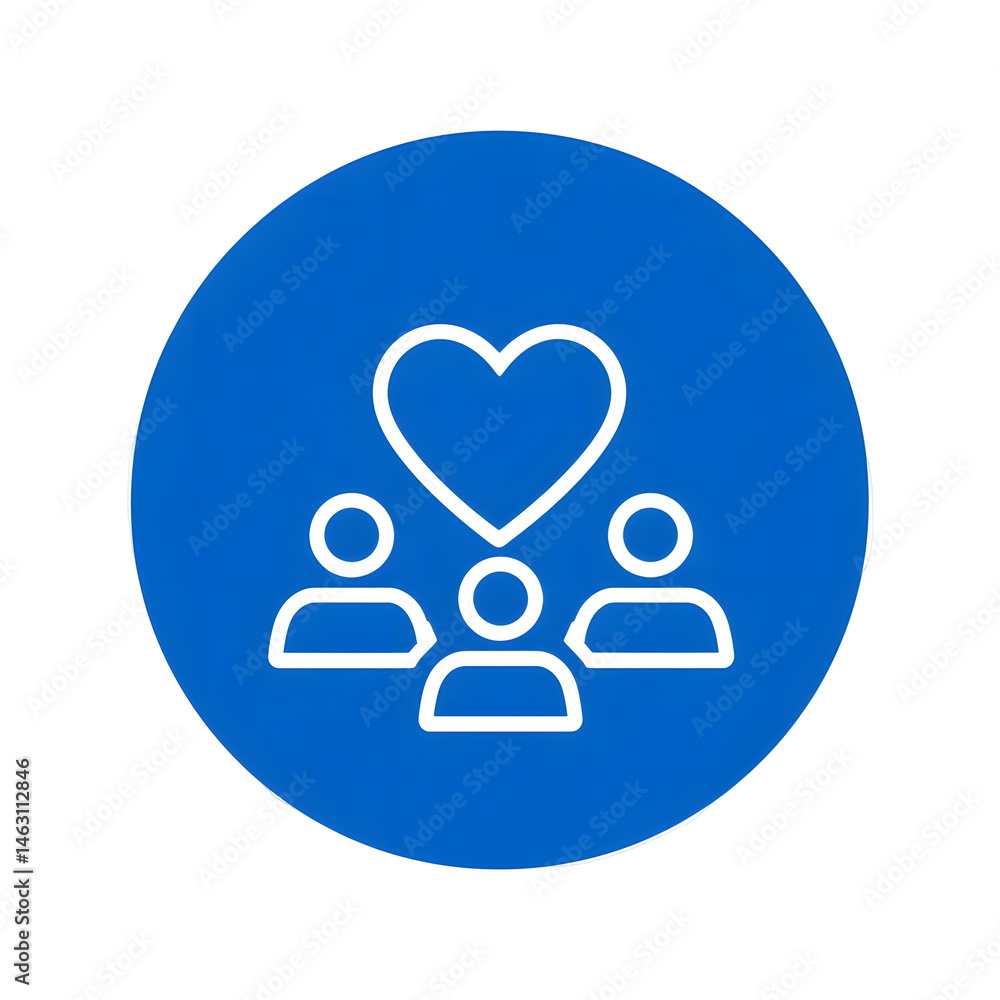 Aufkleber minimalist icon depicting a team oriented health and wellness connection represented by three human 