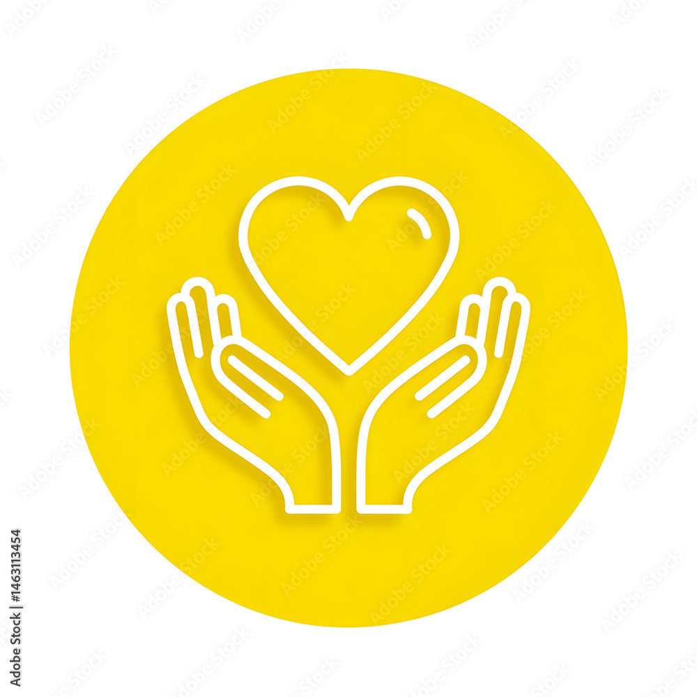 Aufkleber a simple minimalist icon depicting a heart of love being held and supported by caring hands within a