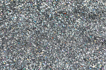 Shiny silver glitter as background, closeup