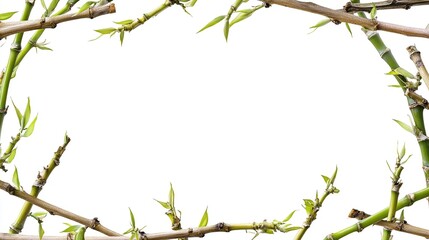Bamboo branches frame with new spring growth