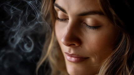 Meditation with Incense Smoke Drifting