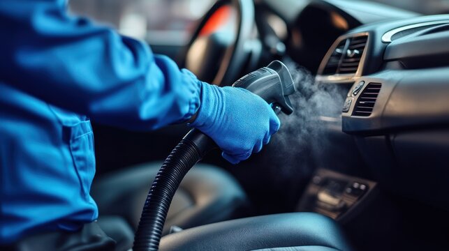 Sanitizing the air conditioning system in the vehicle using specialized equipment