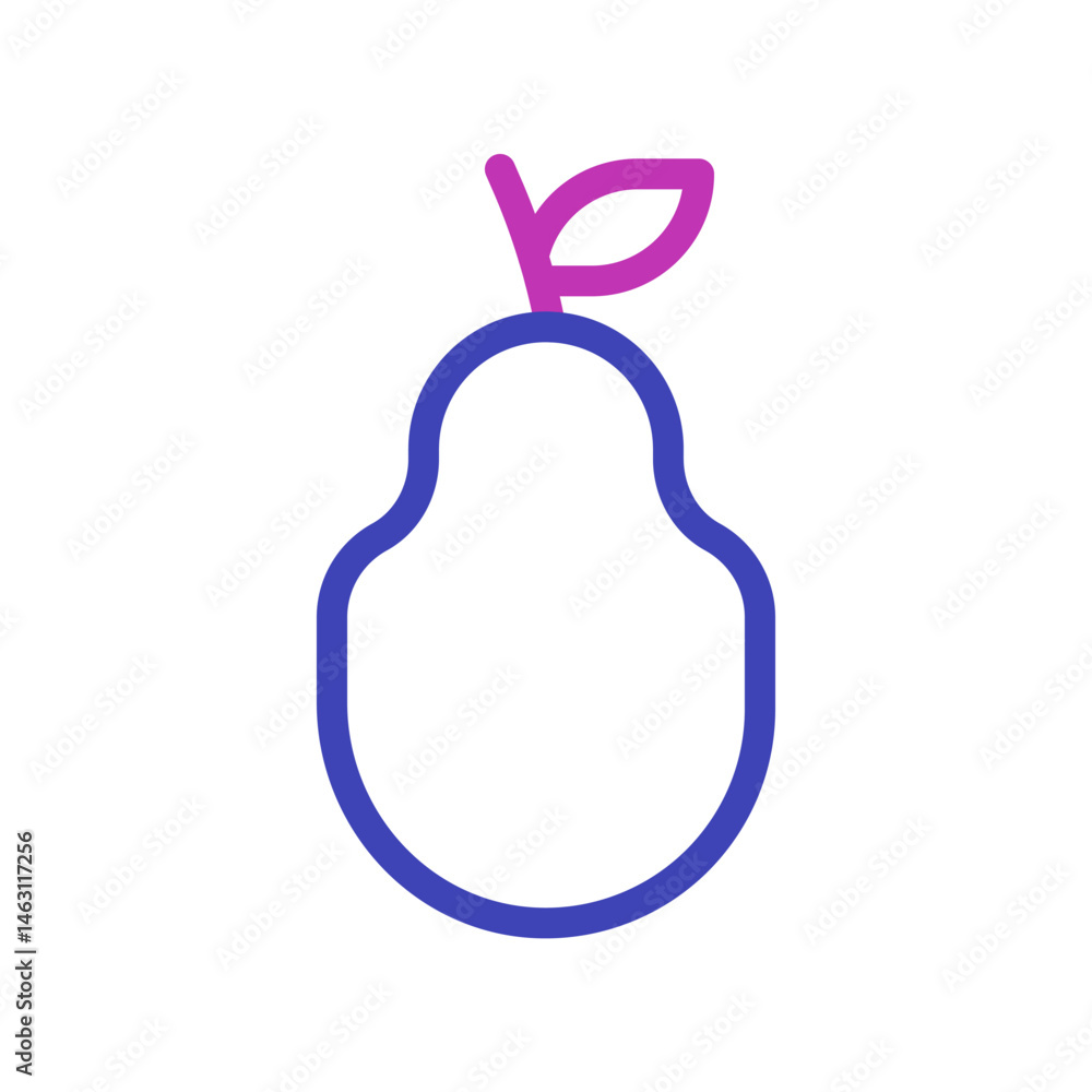 Poster minimalist fruit representation: abstract pear outline with contrasting colors design