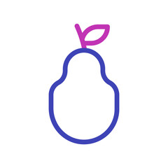 Minimalist fruit representation: Abstract pear outline with contrasting colors design