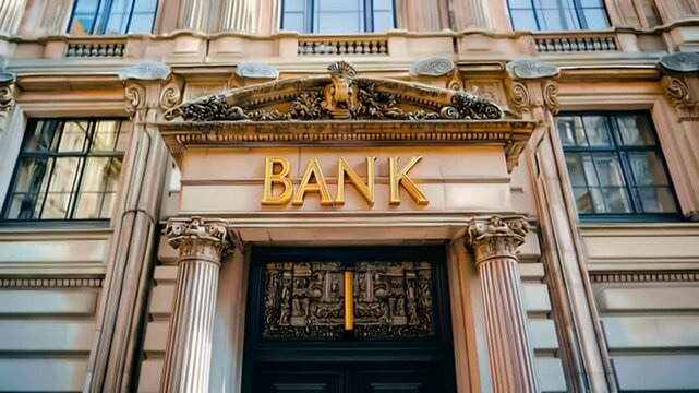 歴史のあるイメージの銀行の入り口のクローズアップ