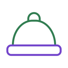 Stylized winter hat icon with vibrant outline, minimalistic and playful