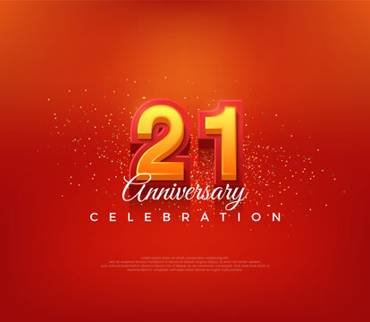 Modern 21st number design, for anniversary celebration in bold red color. - Powered by Adobe