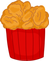 Fried chicken bucket line art vector illustration