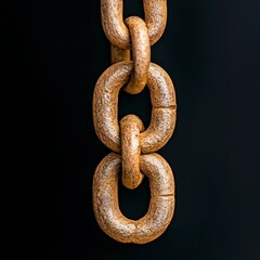 Fototapeta premium Rusty Gold Chain Close up on Black Background