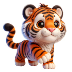 Cute 3d tiger isolated on white background