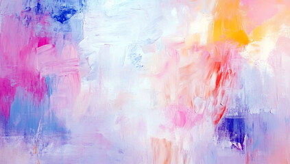 Abstract Canvas Painting Texture Blue, Pink, White, Yellow Color Brush Strokes Blend