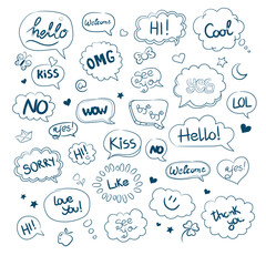 think talk speech bubbles design elements collection cute handdrawn