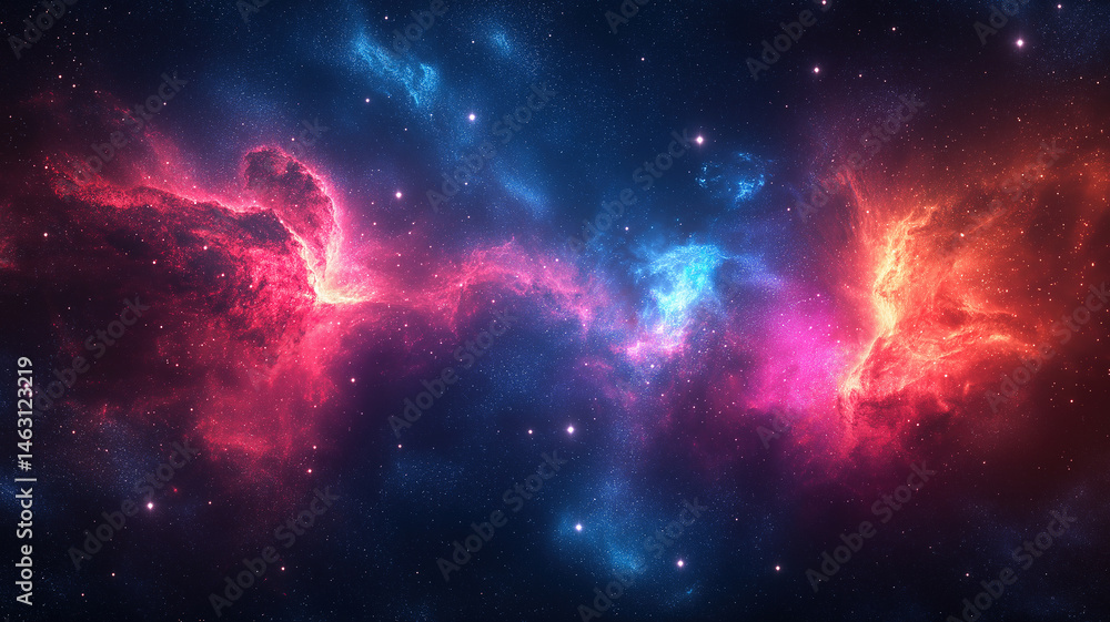 Poster outer space background with shining stars and a mysterious dark void stretching infinitely wide