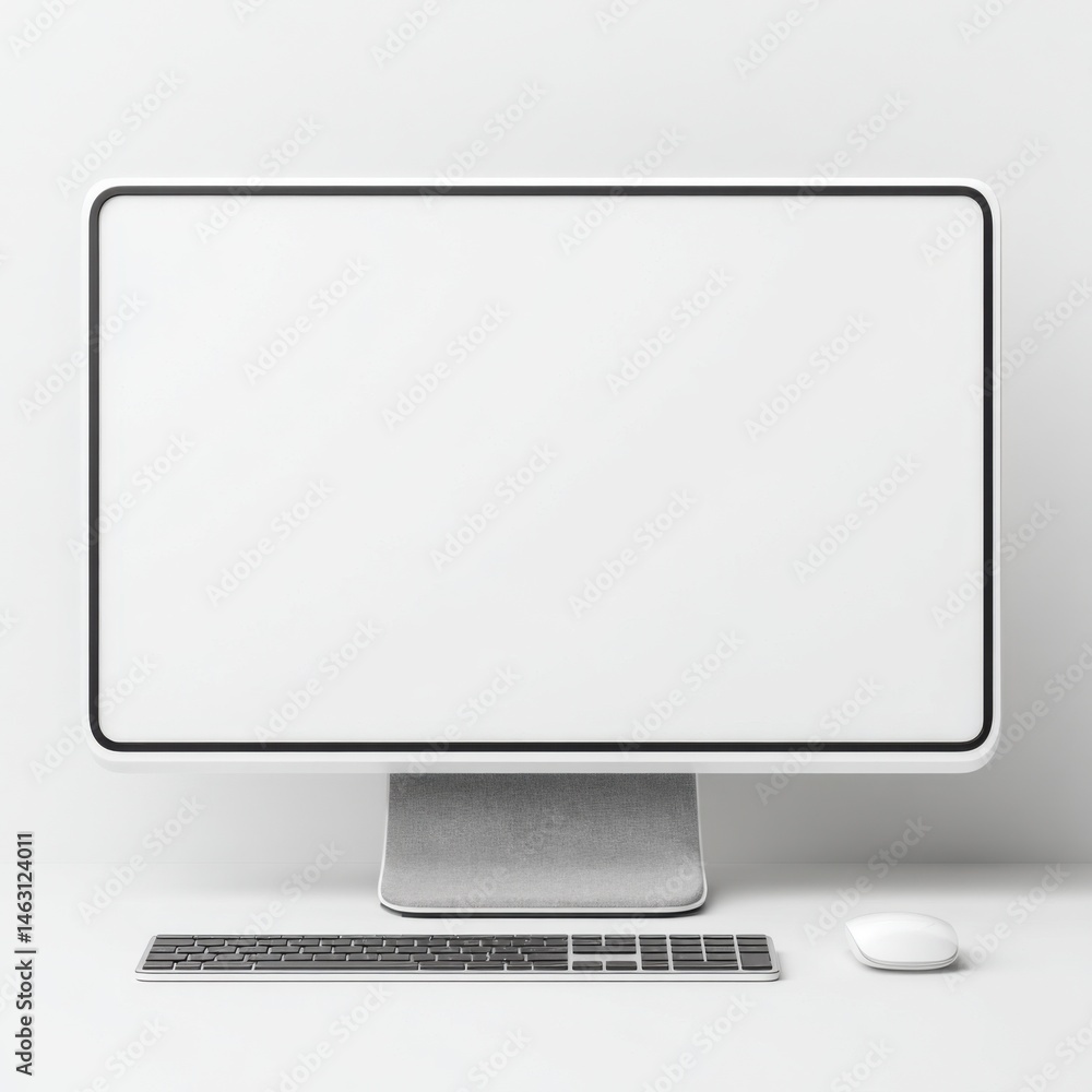 Poster Minimalist desktop computer setup with a blank screen for modern technology.