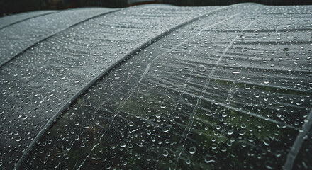Obraz premium Raindrops On Translucent Greenhouse Cover Creating Abstract Pattern