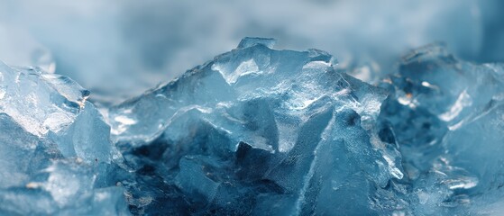 Obraz premium Close-up of shimmering blue ice crystals.