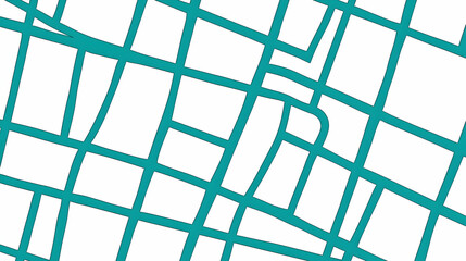 Abstract teal city street map pattern; urban planning, navigation background