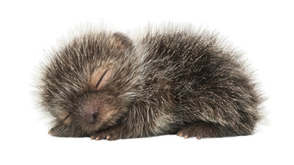 Obraz premium Cute Baby Porcupine Sleeping Calmly Transparent Background