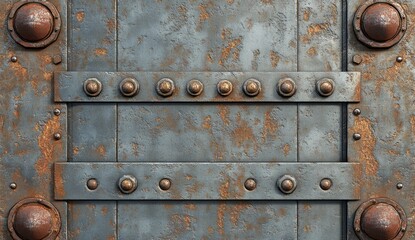 Rusty Metal Door Texture With Rivets And Studs