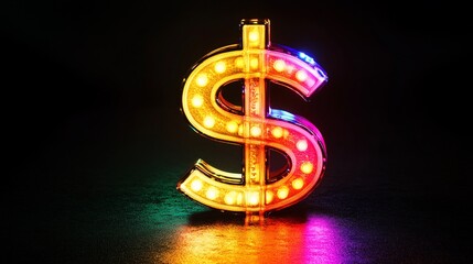 Neon dollar sign in vibrant colors