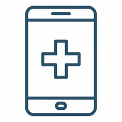 Fototapeta premium Smartphone Medical Assistance Icon – Line Art of Mobile Device with Plus Sign on White Background