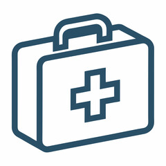 First Aid Kit Line Art Icon – Black and White Medical Box with Cross Symbol