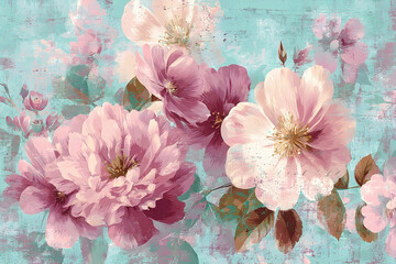 Delicate floral still life in pastel shades.