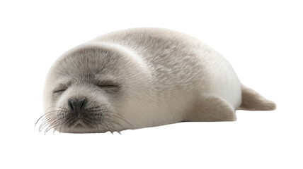 Realistic Baby Seal Pup Sleeping Peacefully Transparent Background