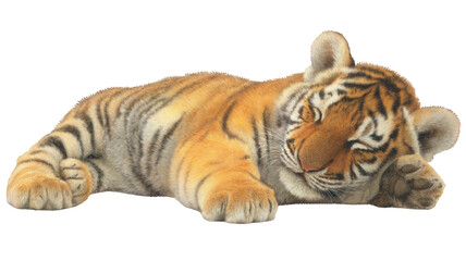 Obraz premium Realistic Baby Tiger Sleeping Peacefully Transparent Background