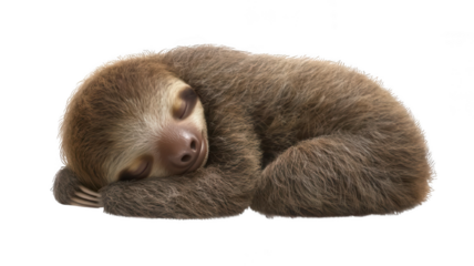 Realistic Baby Sloth Sleeping Peacefully Transparent Background