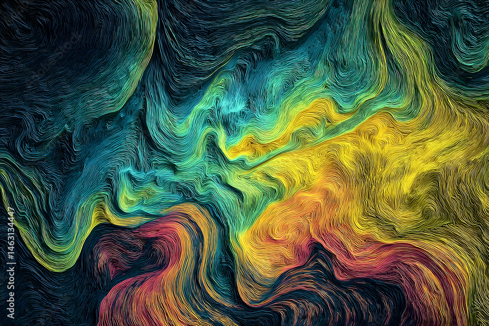 Poster abstract swirling colours in a dynamic pattern.