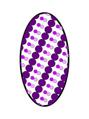 Ilustración de un patrón de forma ovalada con figuras abstractas de diferentes formas y tamaños