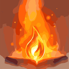 Vibrant Flame Illustration: Warm and Magical Fire Design