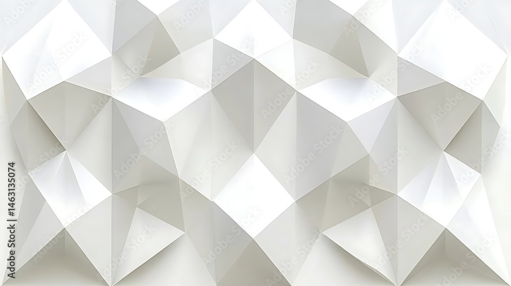 Poster geometric white facets with angular shapes and light interactions