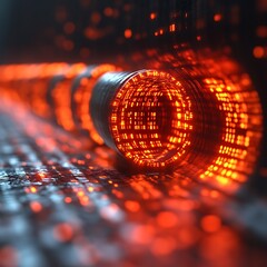 Glowing futuristic data pipeline