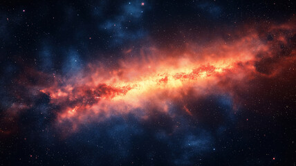 Naklejka premium Stars and nebulae fill the vast outer space, with constellations shining brightly in the cosmic universe