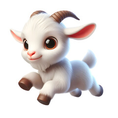 Cute 3d goat isolated on white background