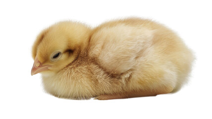 Obraz premium Realistic Sleeping Yellow Chick Isolated on White Background