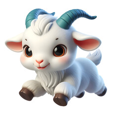 Cute 3d goat isolated on white background