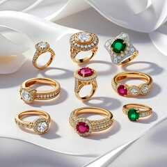 Luxury gold rings isolated