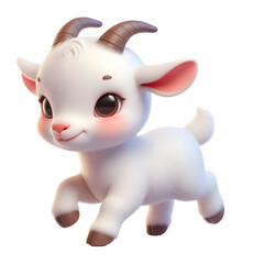 Cute 3d goat isolated on white background