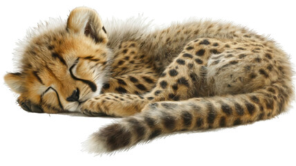 Sleeping Baby Cheetah Isolated on White Background